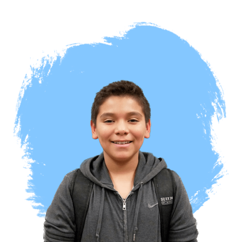 Student with background blob